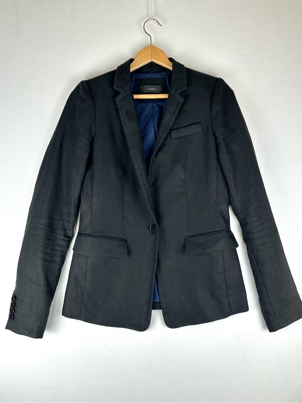 J‎ Crew Linen Blazer Jacket Lined Office Career Minimalist